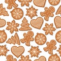 Festive Christmas seamless pattern with gingerbread