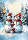 Festive Christmas Snowmen - Christmas card Concept