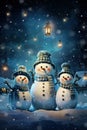 Festive Christmas Snowmen - Christmas card Concept