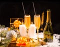 Festive Christmas still life with champagne Royalty Free Stock Photo