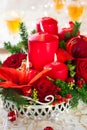 Festive Christmas table with decorations Royalty Free Stock Photo