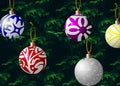 Festive Christmas tree decorated with ornamental bulbs