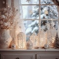 Festive Christmas Tree Decoration in Luxurious Home Interior generated by AI tool Royalty Free Stock Photo