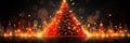 Festive Christmas Tree on Elegant Orange-Red Card Background. Joyful Holiday Greetings