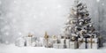 Festive Christmas Tree and Gifts in Snow