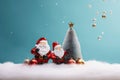 Festive Christmas Tree and Holidays Santa Decoration Ornaments - Celebrating the Season of Joy. created with Generative AI Royalty Free Stock Photo