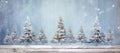 Festive Christmas Trees on Weathered Blue Wood