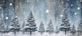 Festive Christmas Trees on Weathered Blue Wood