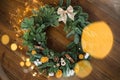 Christmas decorations. Festive wreath. Christmas wreath