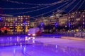 Festive city. Winter in Stockholm. Machine cleaning Ice. Sweden, Stockholm Royalty Free Stock Photo