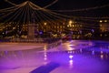 Festive city. Winter in Stockholm. Machine cleaning Ice. Sweden, Stockholm Royalty Free Stock Photo