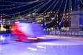 Festive city. Winter in Stockholm. Machine cleaning Ice. Sweden, Stockholm Royalty Free Stock Photo