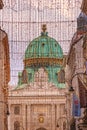 Festive cityscape - view of the St. Michael`s Wing of the Hofburg during the Christmas days in the city of Vienna