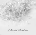 Festive Classic Christmas greeting with silver balls and pearls Royalty Free Stock Photo