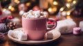 Festive cocoa topped with marshmallows, a comforting Christmas delight