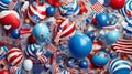 A festive collage of red, white, and blue decorations, including balloons USA on July 4th, AI Generated Royalty Free Stock Photo