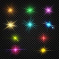 Festive color lens flare light effects, party, entertainment lights vector elements