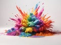 Festive Color Symphony: Wide Spectrum Holi Powder Burst Royalty Free Stock Photo