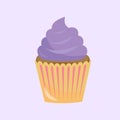 Festive colored cupcake with purple cream