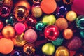 Festive colorful christmas balls, xmas decoration