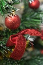 Festive colorful decorations on christmas tree