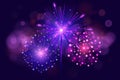 Festive Colorful fireworks on dark blue background. Set of Vector realistic fireworks illustration. New Year Christmas Royalty Free Stock Photo