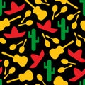Festive colors outline mexican seamless pattern
