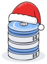 Festive computer server database cartoon icon wearing a Christmas Santa hat Royalty Free Stock Photo