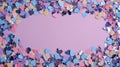 Festive Confetti Hearts Frame a Soft Pink Gradient for Creative Typography Design Royalty Free Stock Photo