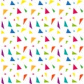 Festive confetti seamless pattern. Modern, geometric repeating texture. Memphis style endless background. Vector