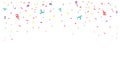 Festive confetti vector celebration background transparent or carnival and birthday party blue, red, green and orange colorful Royalty Free Stock Photo