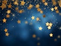 Festive congratulatory blue background with lots of golden shiny stars