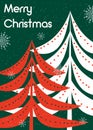 Festive creative Merry Christmas card. Illustration with Christmas trees