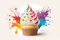 Festive cupcake background. Created with generative Ai technology. Royalty Free Stock Photo