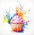 Festive cupcake with candle Royalty Free Stock Photo