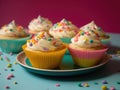 Festive Cupcake Frosting Top with Sprinkles. Generative AI