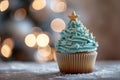 Festive Cupcake with Sparkling Background