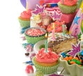 Festive cupcakes decorated with candles Royalty Free Stock Photo