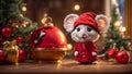 festive cute mouse in santa hat adorable animal celebration christmas