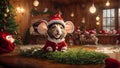 festive cute mouse in santa hat adorable animal funny fluffy december mammal