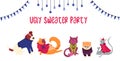 Festive cute template with cats and dogs poster