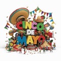 A festive 3D render illustration of Cinco De Mayo celebration