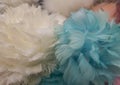 Festive decor blue and white feathers with sequins