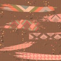 Festive decor card template. Ethnic style digital paper. Falling confetti on background.
