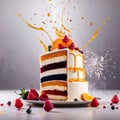 Festive decorated cake with frosting and fruits Royalty Free Stock Photo