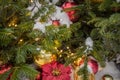 Festive Decorated, Pine cones. Toned image. Snow.