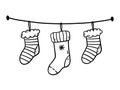 Festive decoration with hanging Christmas socks