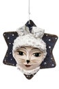 Festive decoration in the shape of a leveret mask, isolated on w