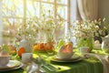 Festive decorations, Easter table. Generative ai Royalty Free Stock Photo