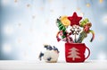 Festive decorations and presents for winter holidays Royalty Free Stock Photo